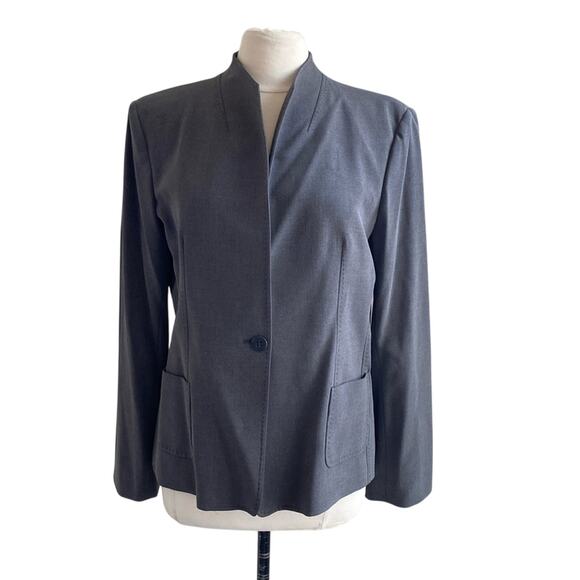 BLOOMINGDALES Blazer Women’s Size 16 GreyTop Stitched Corpcore Classic - Picture 1 of 9